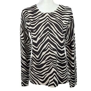 MADISON M Zebra Print Knit Top Long Sleeve Sweater Silk Blend‎ Retro Grunge Chic